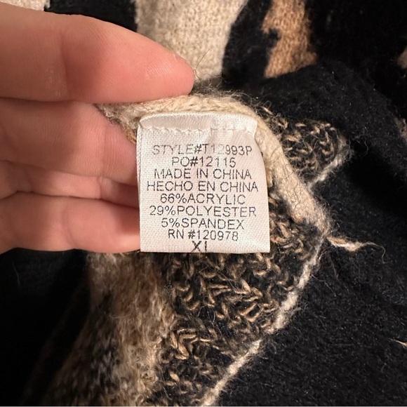 Entro Oversized Leopard Cheetah Balloon Sleeve Sweater Size XL - Picture 4 of 5